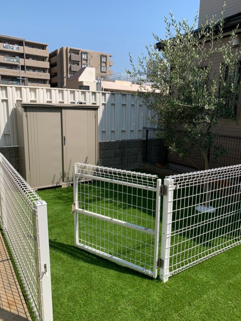 人工芝施工　西宮市　戸建　庭55平米　DX28㎜使用