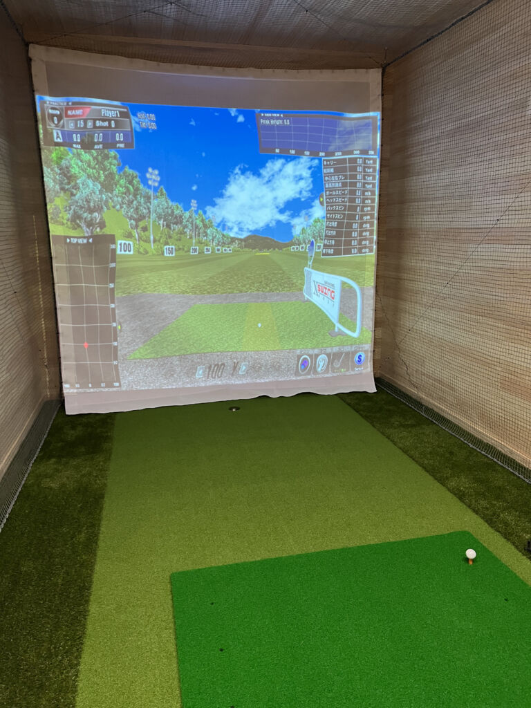 人工芝施工　シミュレーションゴルフ施工　奈良市　18平米　DX38㎜使用＋カール16㎜使用　ゴルフネット施工　ゴルフカップ施工