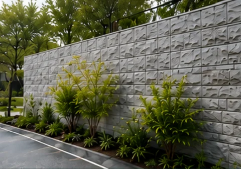 石積み調のTFウォールと植栽を組み合わせた外構の施工例